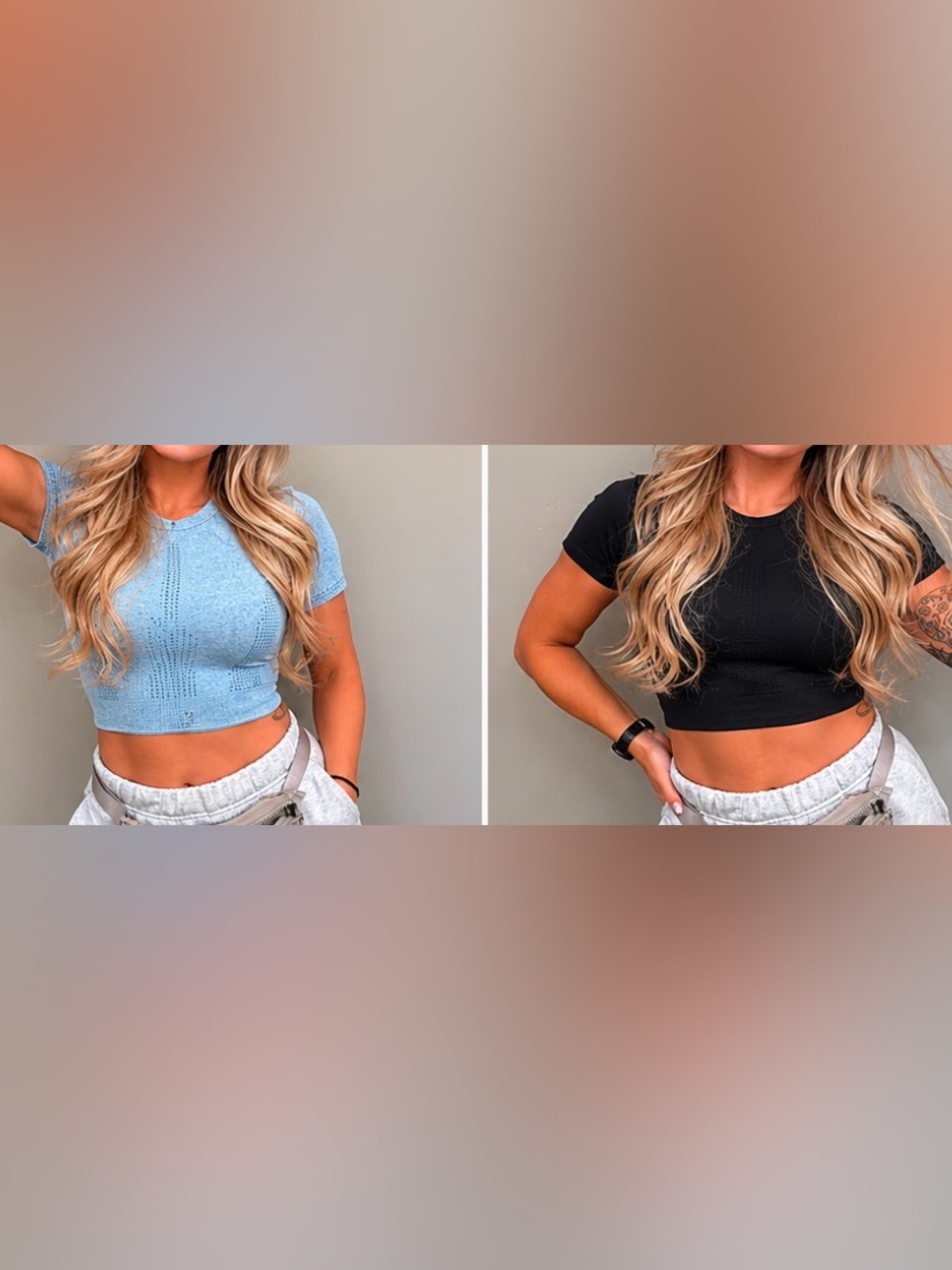 Black & Blue Fitness Crop Tops